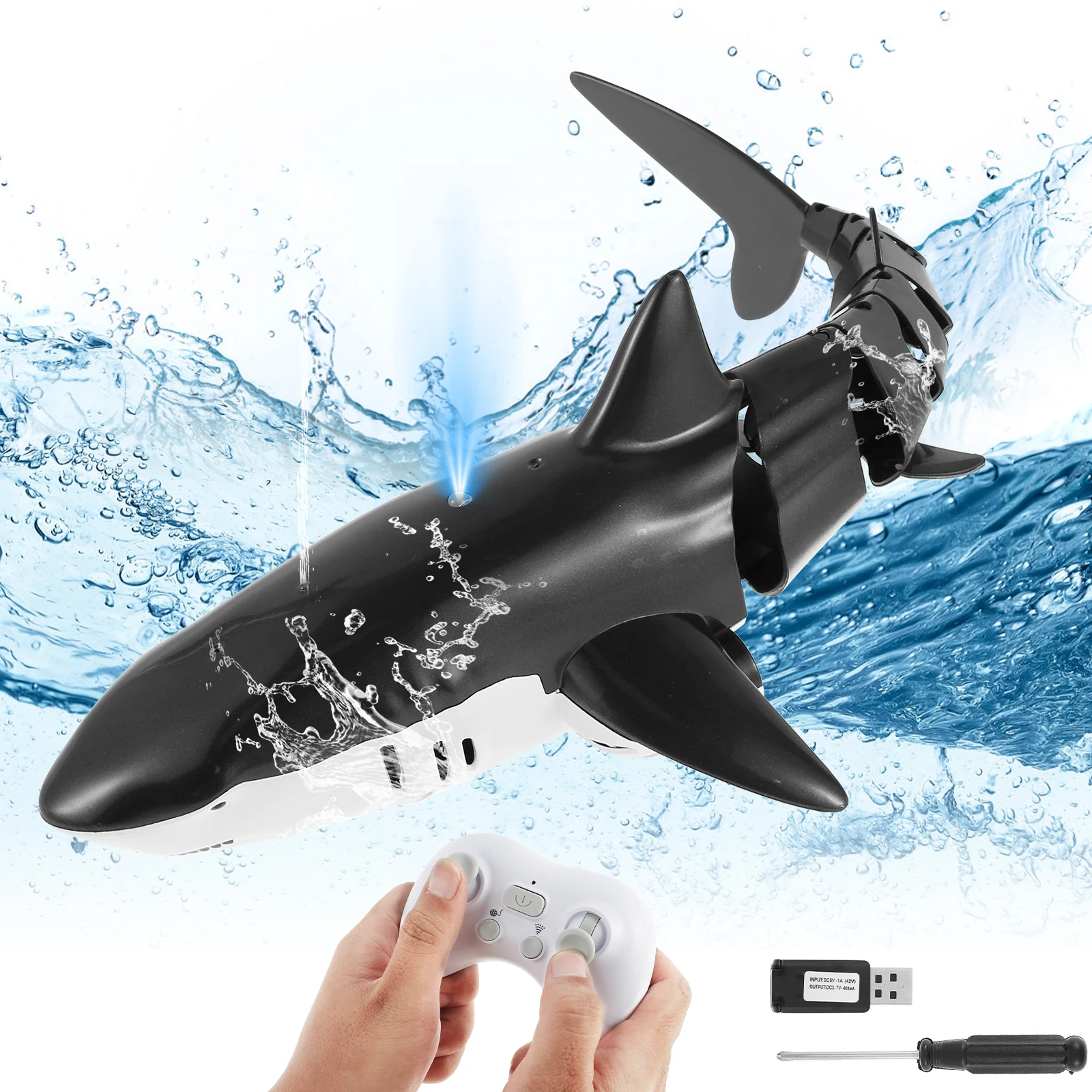 

New Remote Control Shark Toy 2.4Ghz RC Shark Pool Toy 500mAh Rechargeable High Simulation Shark Toys IP67 Waterproof Shark RC