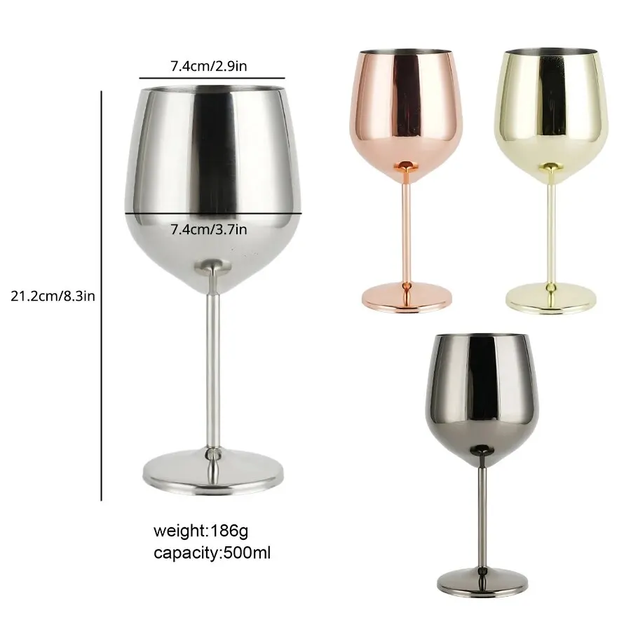 Stainless Steel Wine Glasses Unbreakable Metal Cocktail Glasses , 500 Ml, for Drinking Cocktails and Wine at Bar and Home images - 6