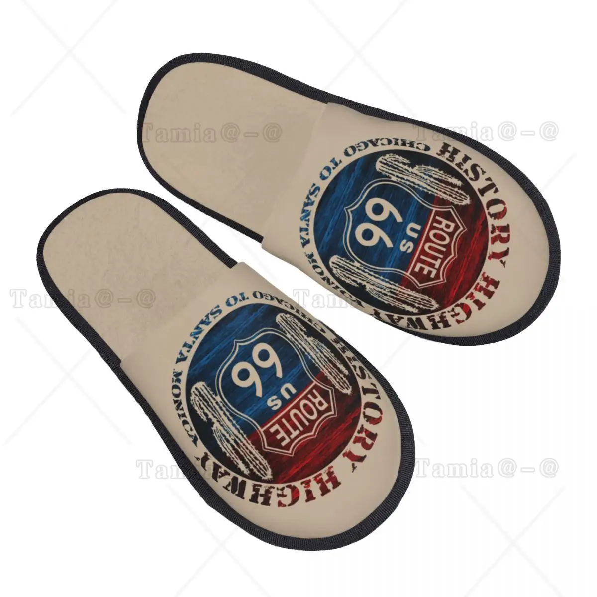 

Custom Route 66 America Road Vintage Trip Soft Memory Foam House Slippers Women Comfy Warm Anti-Skid Slipper