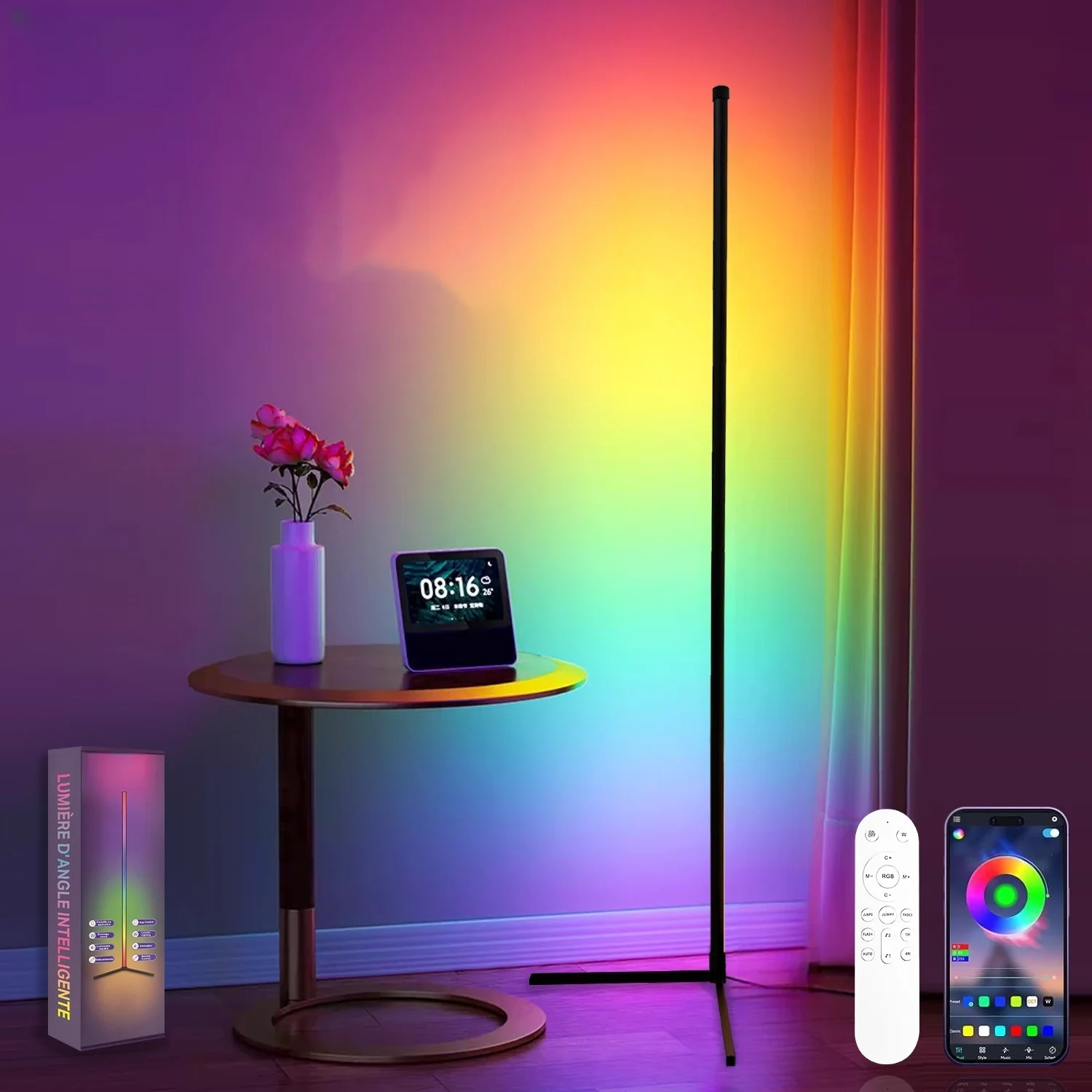 Leadmax Lampadaire Sur Pied Salon, RGB Lampede Salon à Poser, Lampe LED Couleur Sur Pied Design