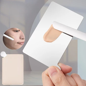 Tavolozza per trucco in acciaio inossidabile Specchio trasparente Miscelazione Fondotinta Piatto cosmetico Tavolo da disegno Strumento per miscelare colori di vernice per smalto