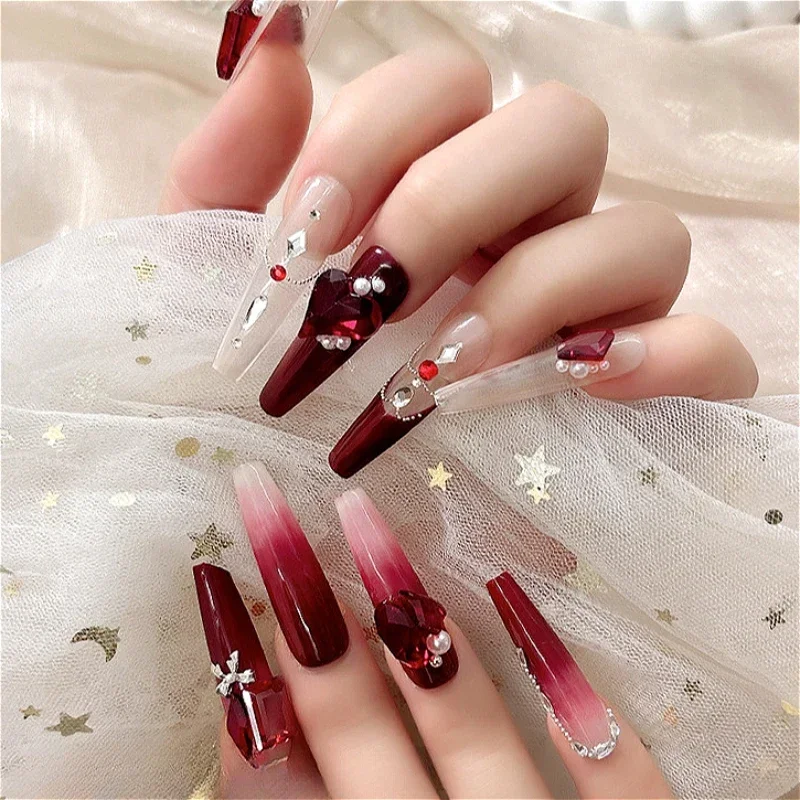 Maillard Brown Crystal Geometric Rhinestones Heart Snowflake Tip Bottom Zircon Pile Drill Nail Art Decoration Manicure Accessory 6