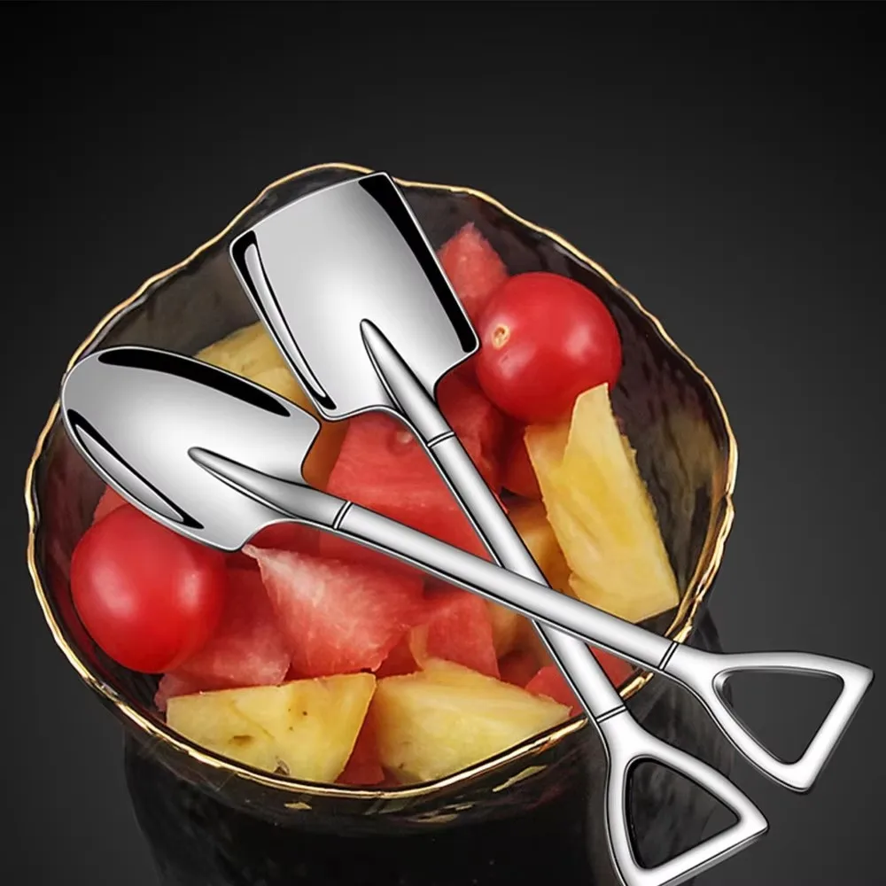 Stainless Steel Scoop Shovel Watermelon Spoon Coffee Tea Ice Cream Cake Tip Scoops 1PCS Kitchen Party Restaurant Party Supplies, stainless steel spoon,tea spoon