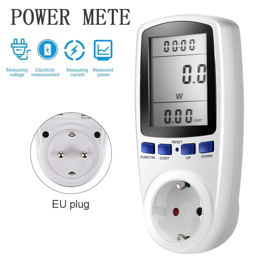 디지털 전원 계량기 EU 플러그 전압 전력계, 전력 소비 사용 모니터, AC 220V 230V 에너지 전류계 소켓 디지털 전원 계량기 EU 플러그 전압 전력계, 전력 소비 사용 모니터, AC 220V 230V 에너지 전류계 소켓
