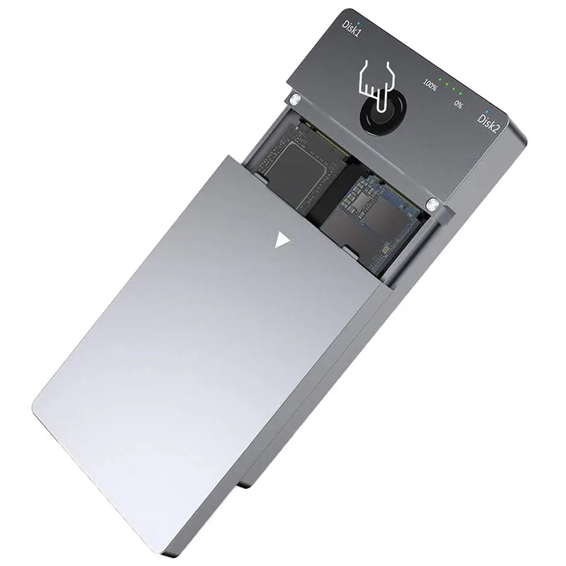 Rocketek M2 SSD 케이스 NVME 인클로저 오프라인 복제 및 복제기 기능, M.2-USB 타입 C 3.1, NVMe PCIe M.2 SSD용, EU 플러그