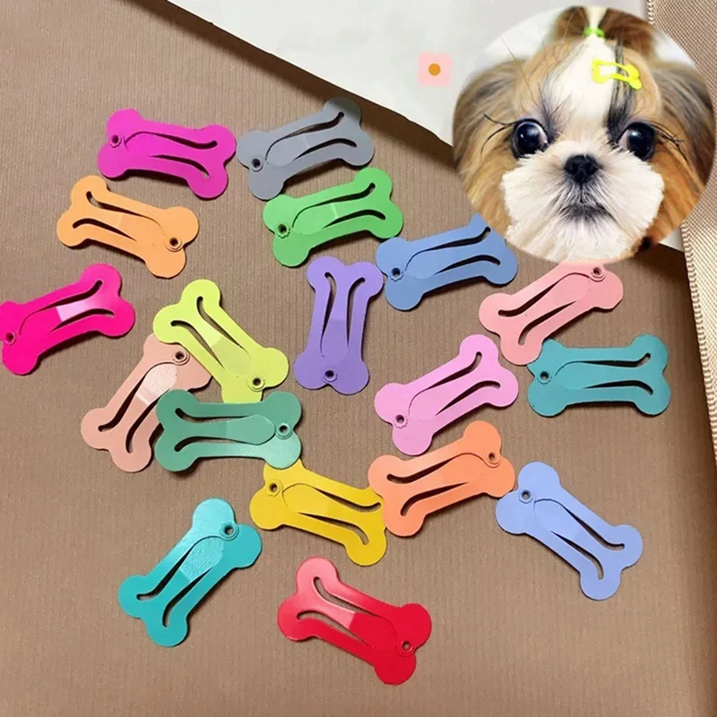 반려동물 소형 강아지 머리핀, 치와와 퍼그 미용 액세서리, 반려견 머리핀, 다채로운 뼈 모양 머리핀