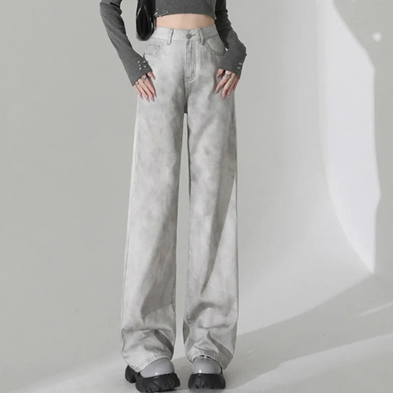 

Джинсы женские повседневные, с завышенной талией и прямыми штанинами