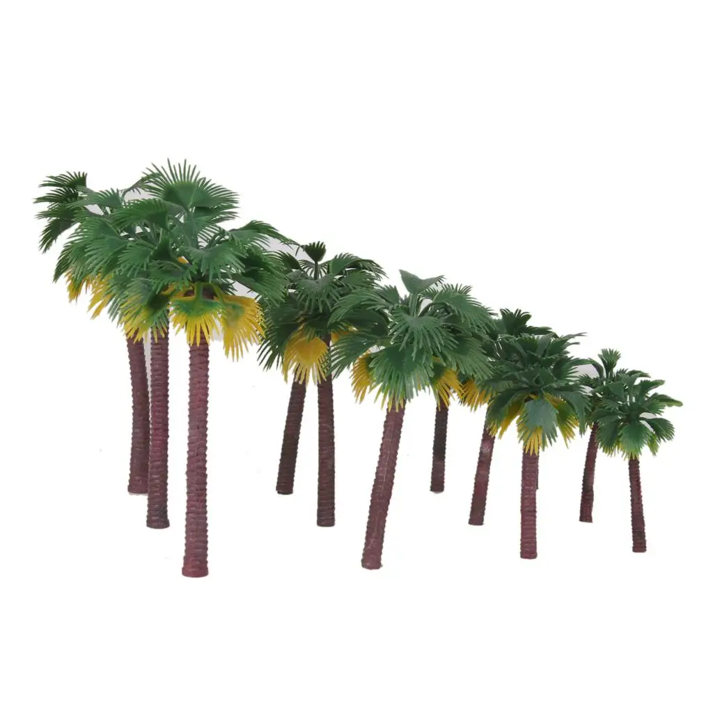 MagiDeal 12Pcs/Lot Layout Model Train Palm Trees Rain Forest Street Railway Railroad Landscape for Garden Greenery Decor