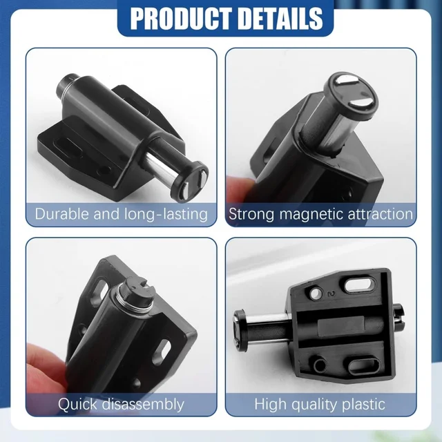 10 ชิ้น Strong Magnetic Pressure Push To Open Touch Latch ประตูตู้ Rebound Single Touch แม่เหล็กสําหรับอุปกรณ์ฮาร์ดแวร์ภายในบ้าน 4