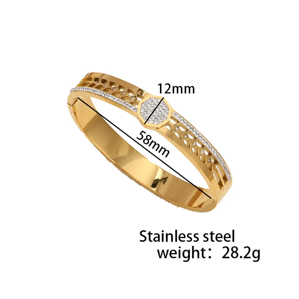 Personality Octagon Bangles For Men Stainless Steel Hollow Out Leaf Bracelets Fashion Cuff Accessories Christmas Gifts Wholesale 2