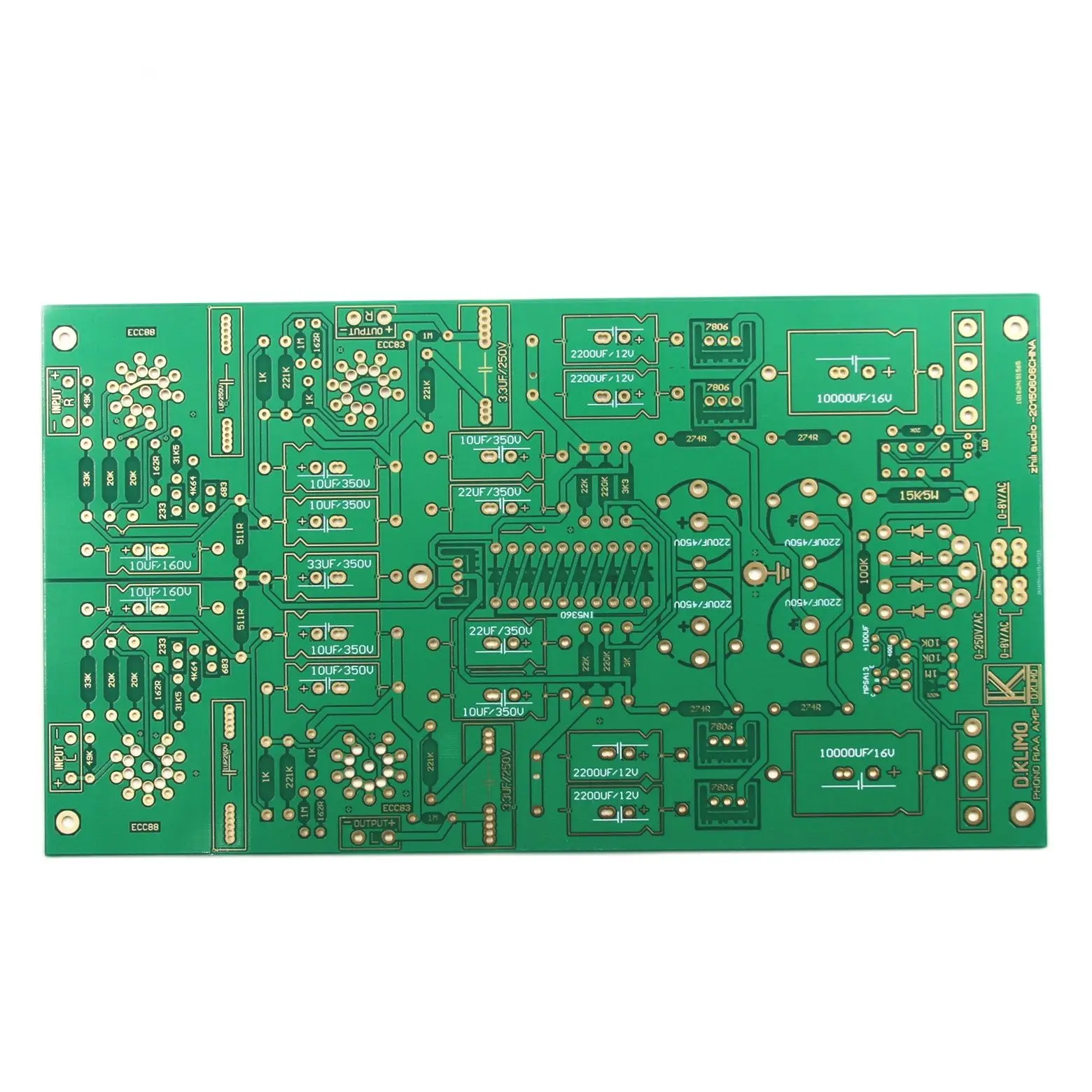 Pcb Scheda Preamplificatore Phono Ecc88 + Ecc83 Tube Mm Basato Sul Circuito D. Kmug Merlin
