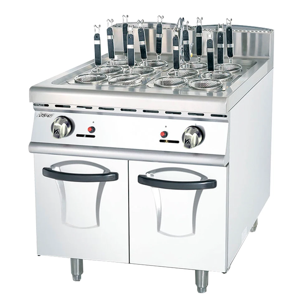 GH988 Restaurant LPG/Natural Gas Pasta Noodle Cooker Boiler With 12 Baskets & Cabinet For Commercial Kitchen Equipment