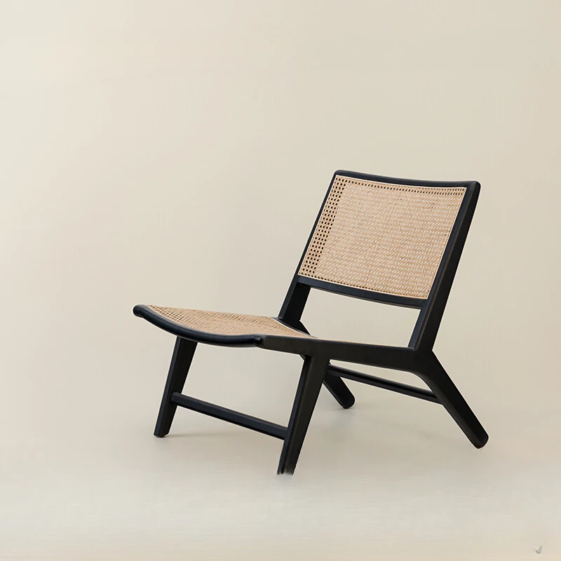 

Vintage rattan chaise longue living room balcony single backrest lounge chair
