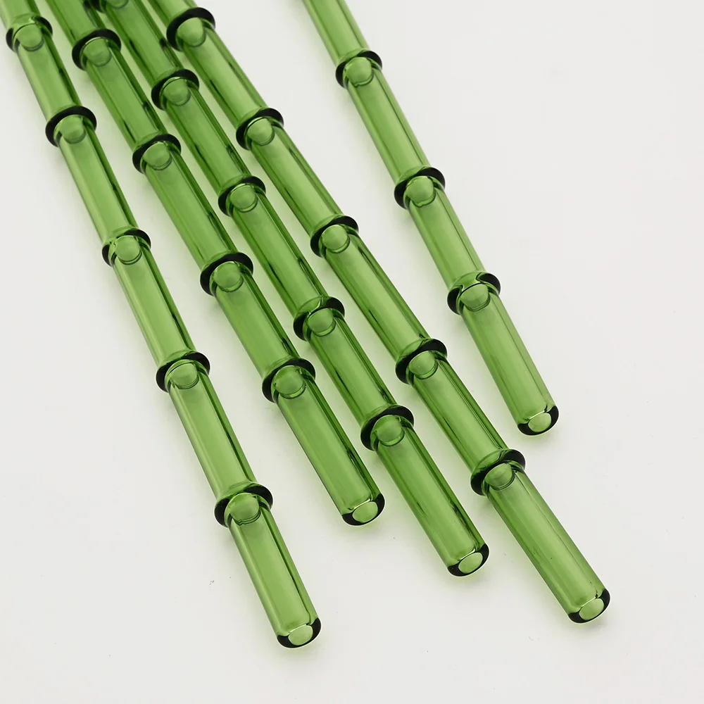 Set of 4 Eco-Friendly Glass Straws with Green Bamboo Design and Cleaning Brush