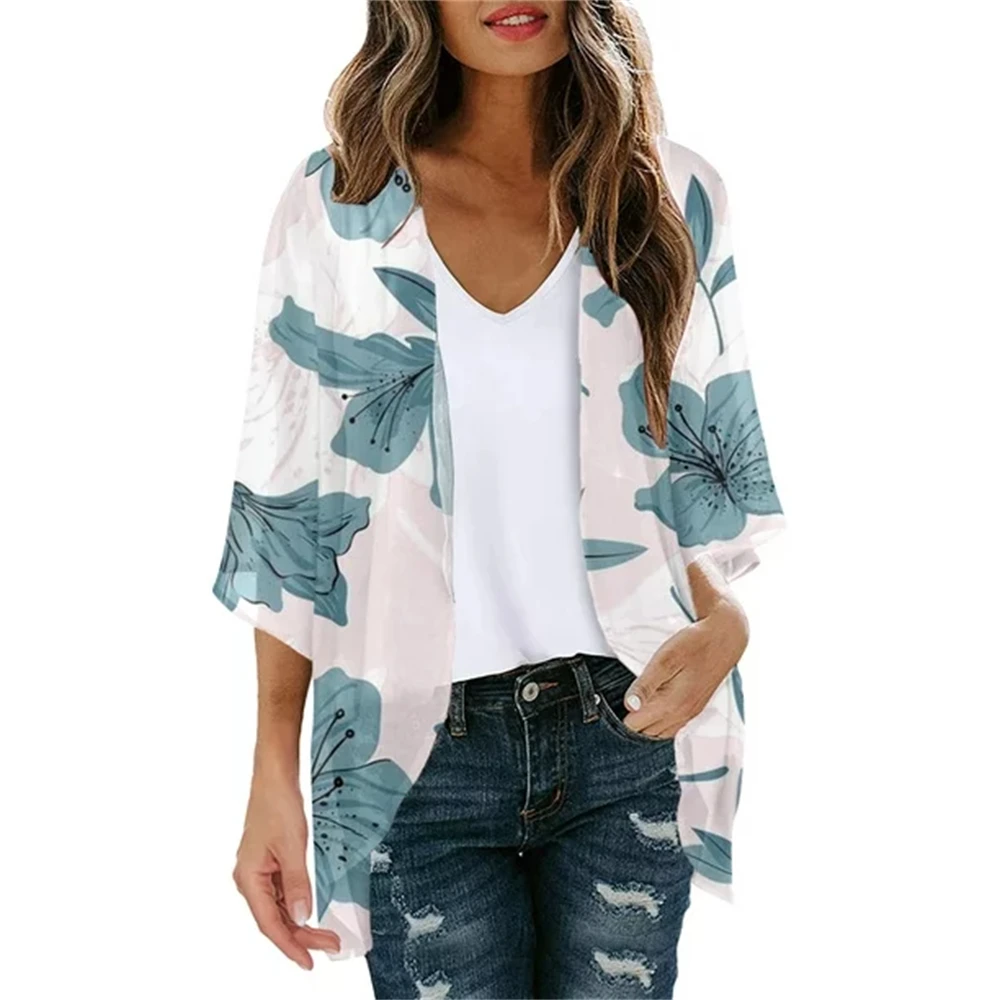 Women's Swimwear Cover Ups Short Sleeve Kimono Cardigan Beach Clothes