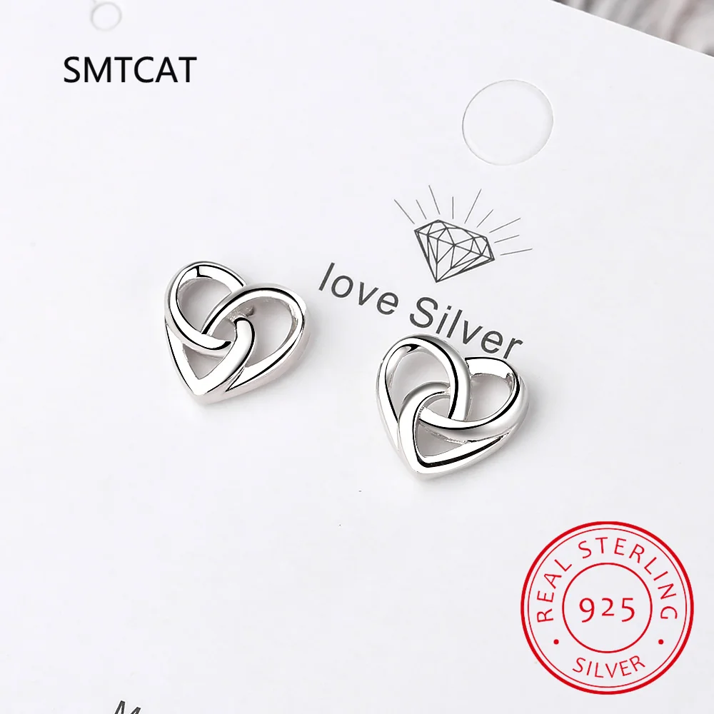 925 Sterling Silber keltischen Knoten Herz Ohr stecker für Frauen hohle Ohr stecker Punk Zubehör Liebe Party Ring Schmuck Hochzeits geschenk