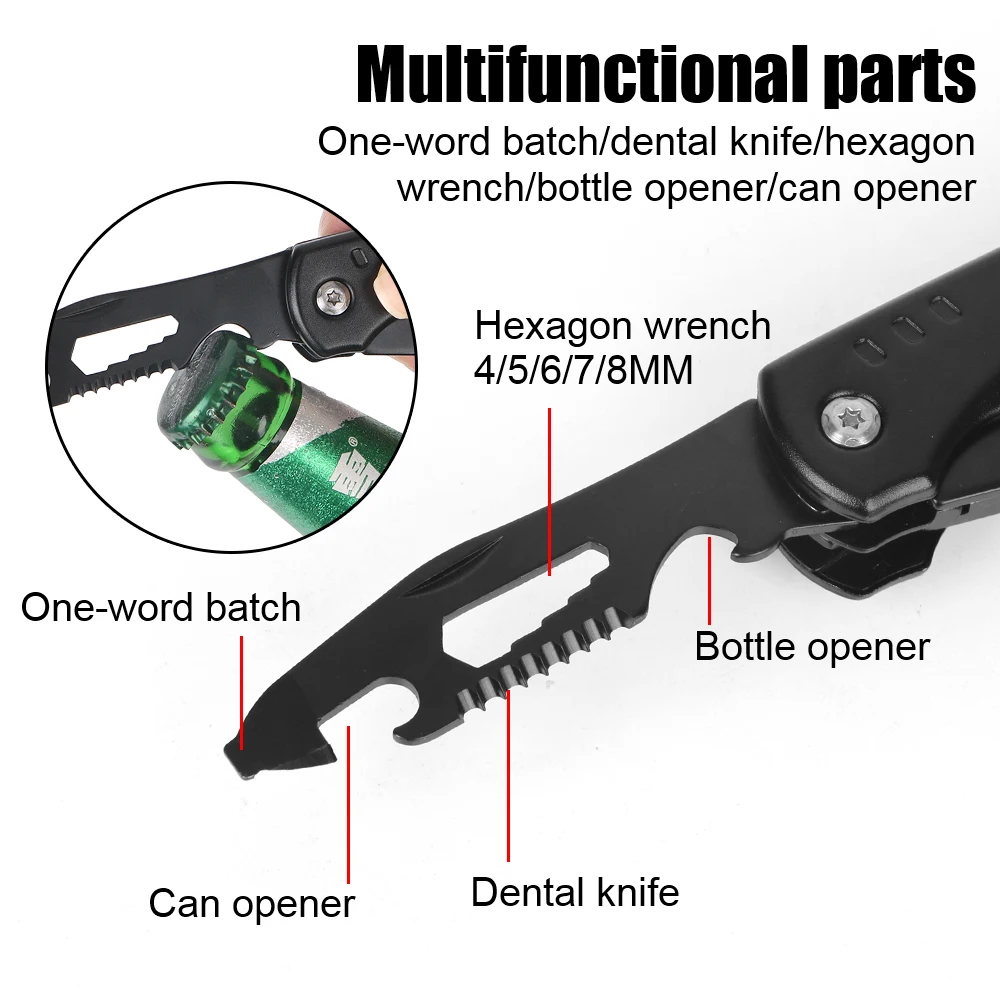 Multifunctional Pliers Hand Tools Claw Hammer with Nylon Sheath For Outdoor Survival Camping Hunting Folding Stainless Steel 6