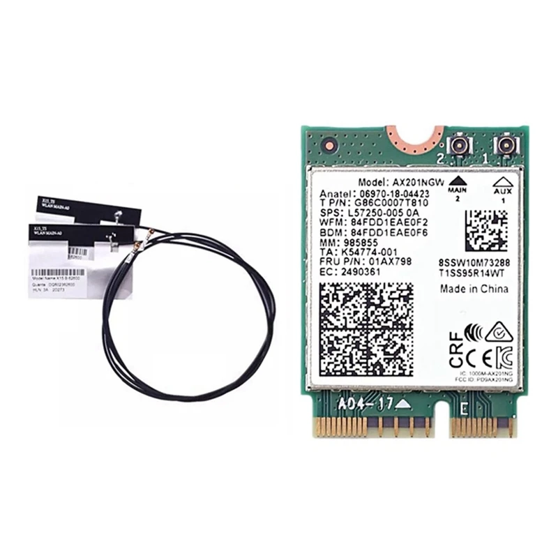

Сетевая карта 2xantenna с 2 антеннами 2,4 ГГц + 5 ГГц Wifi 6 3000 Мбит/с M.2 Cnvio2 Bluetooth 5,1 Wifi адаптер для Win10
