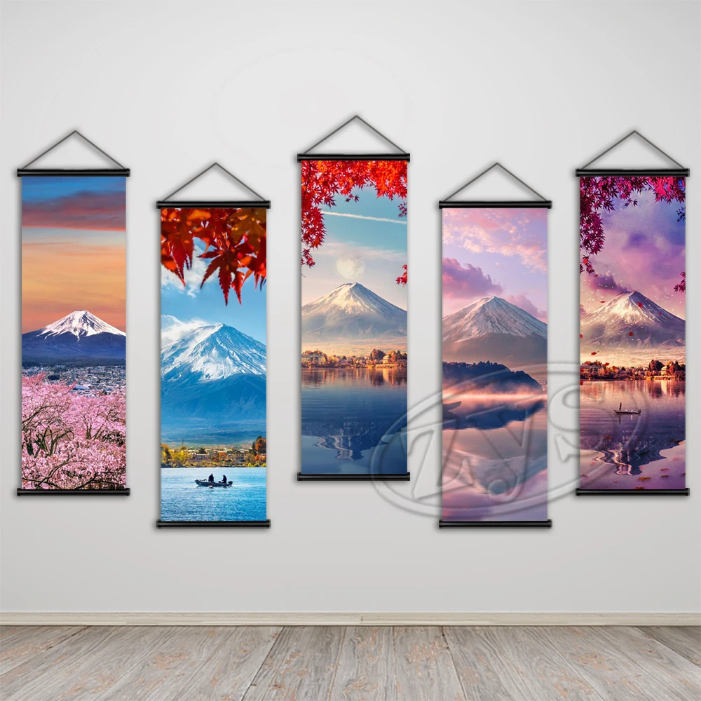 

Hanging Scrolls Landscape Posters and Prints Lake Wall Art Mountain Picture Classic Canvas Painting Mural Home Kids Room Decor