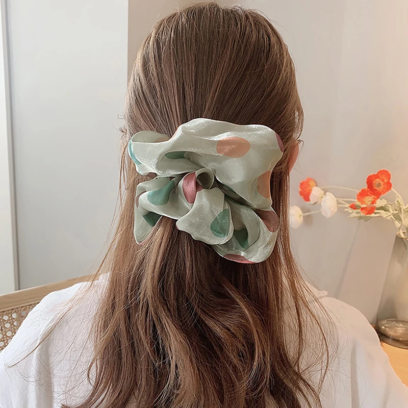 

Резинка для волос женская из органзы, Эластичная завязка для волос с рюшами в стиле большого кишечника, аксессуар для волос в Корейском стиле, на лето