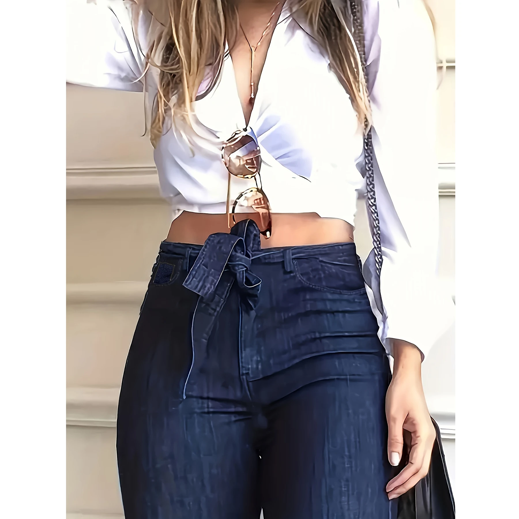 Y2k jean femme jean tendance ceinture élastique pantalon évasé pantalon large élégant nouveau Design décontracté