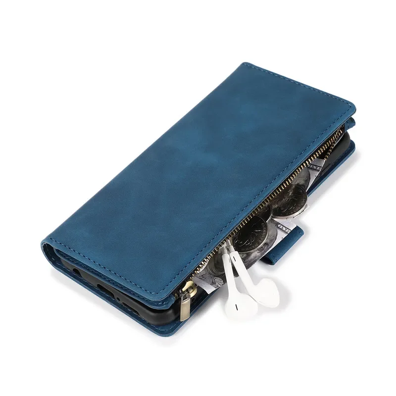 Premium Retro Flip Leather Zipper Wallet Card Case Cover