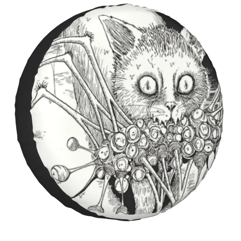 

Junji Ito Cat Spare Wheel Tire Cover Case Pouch for Jeep Hummer Horror Manga Japan Harajuku Vehicle Accessories 14" 15" 16" 17"