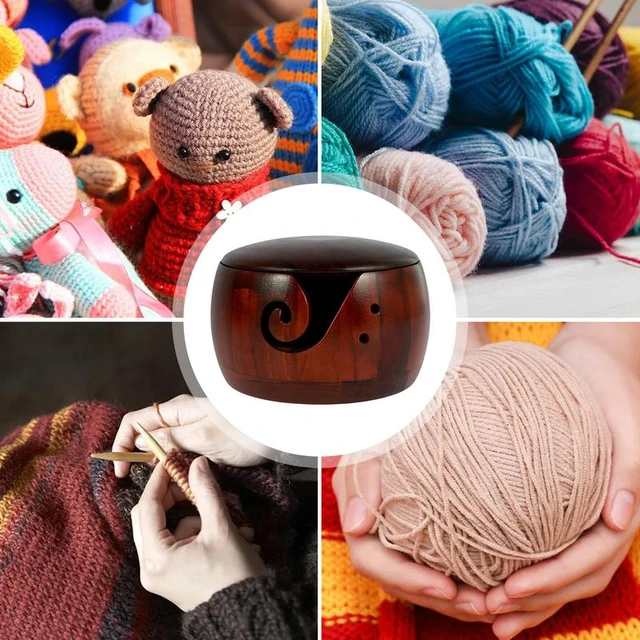 Crochet Yarn Bowl Wooden Yarn Storage Bowl Crafted With Carved Holes &  Drills Wooden Yarn Bowls For Knitting Crochet Enthusiasts - AliExpress