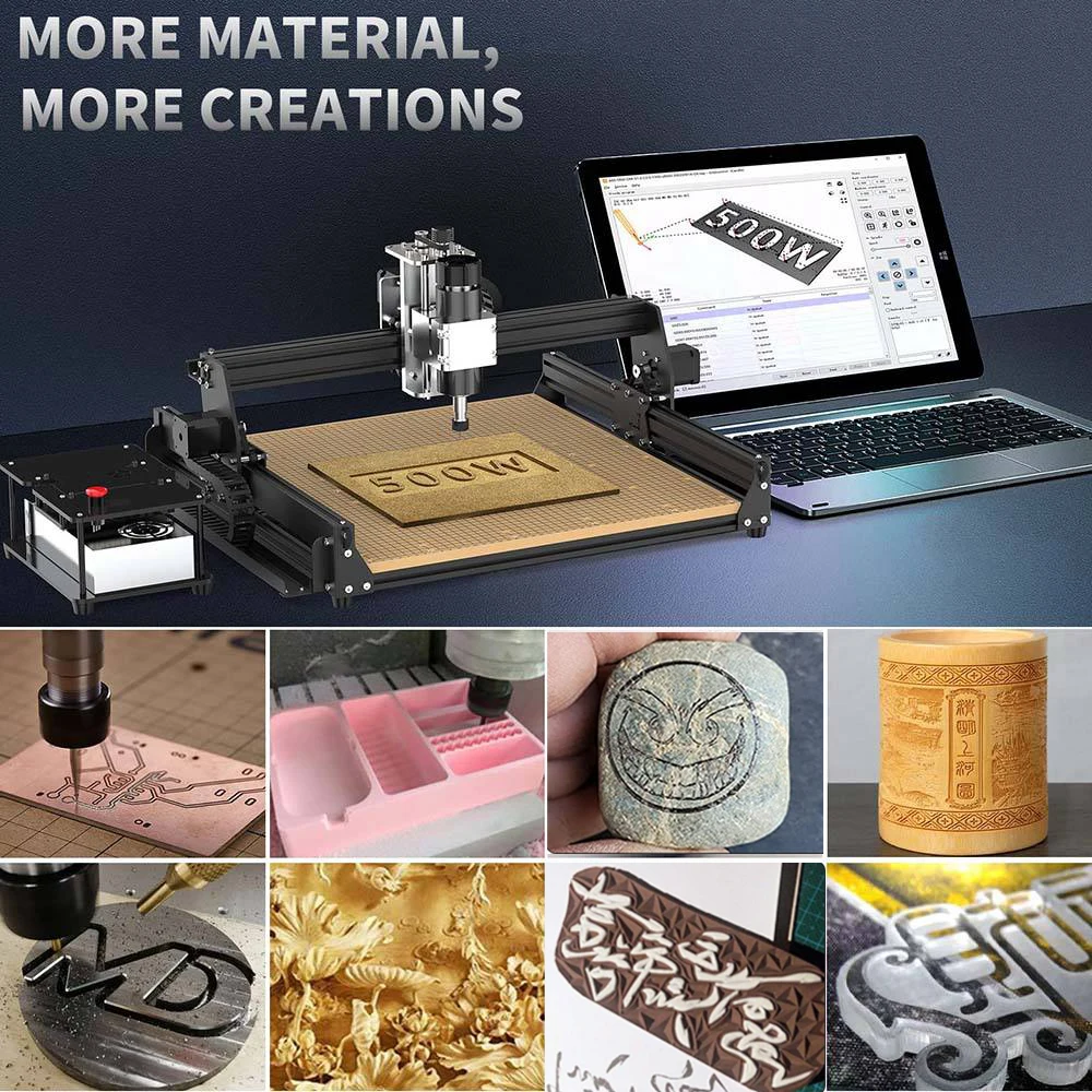 500w Spindle Cnc Milling Machine Aluminum Countertop 40w Laser Engraver DIY Wood Cutters Engraving Woodworking Machinery Tools