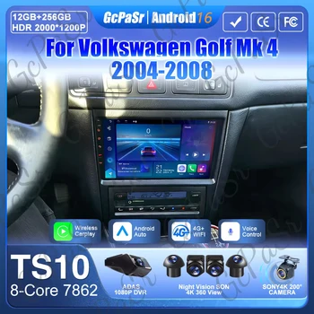Android 16 para Volkswagen Golf 4 Mk4 Jetta 2004 - 2008 Radio de coche reproductor Multimedia Carplay navegación GPS Wifi vídeo estéreo 2din 1