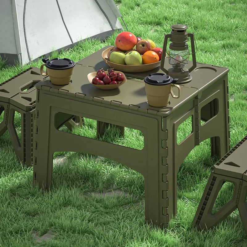 Warming Outdoor Folding Table Portable Camping Plastic Table Set Small Stall Picnic Equipment Supplies