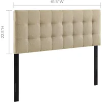 Tufted Linen Fabric Upholstered Queen Headboard in Beige 2