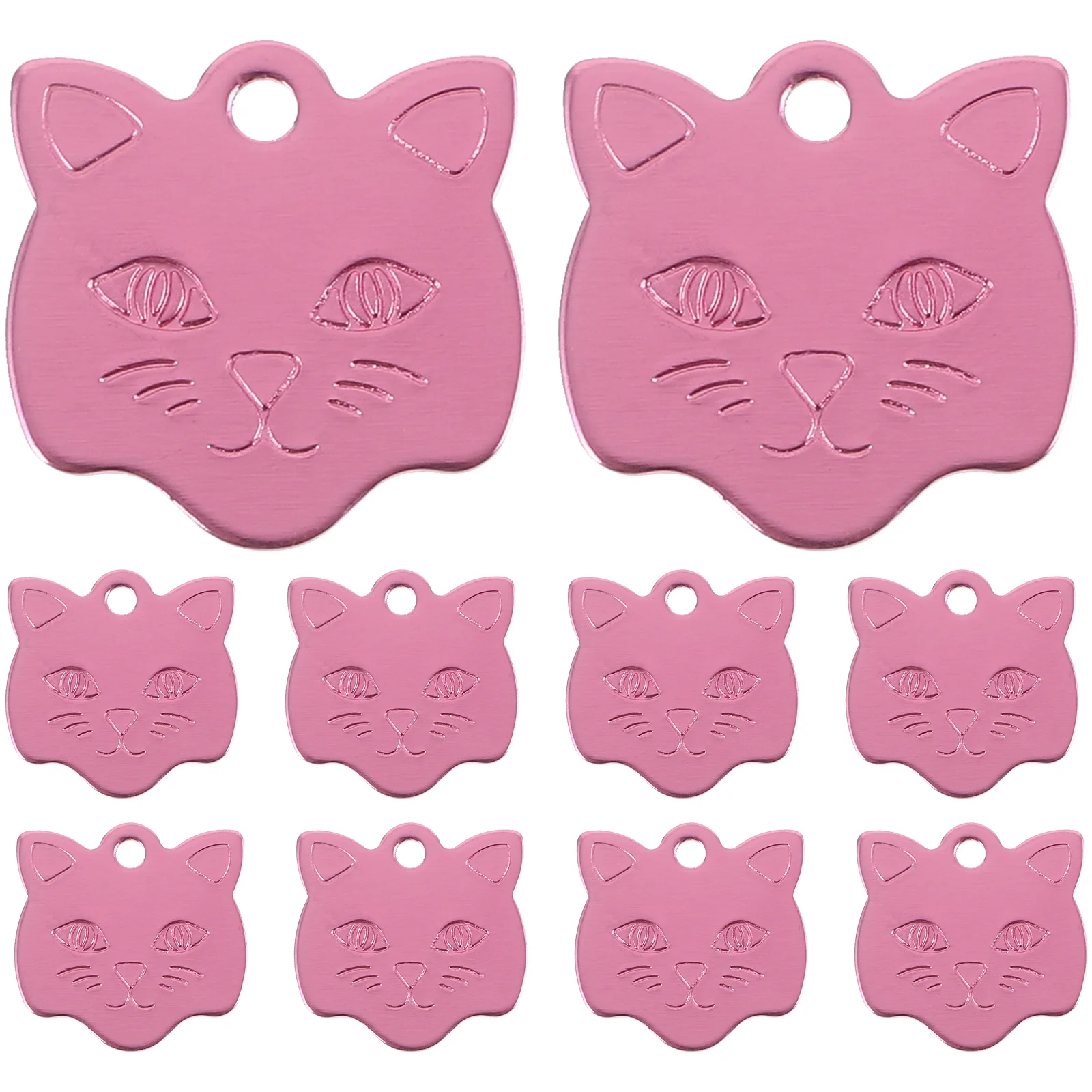 

10pcs Cat Head Shaped Tag Dog Id Tag Adorable Pet Name Tags Pet Collar Charms