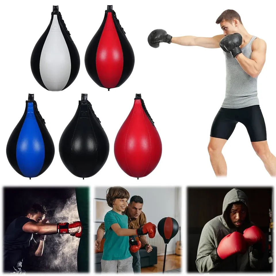 Boxing Speed Ball Boxing Punch Ball PU Leather Hanging Boxing Ball Stress Relief Hanging Punching Bag for Muay Thai Training