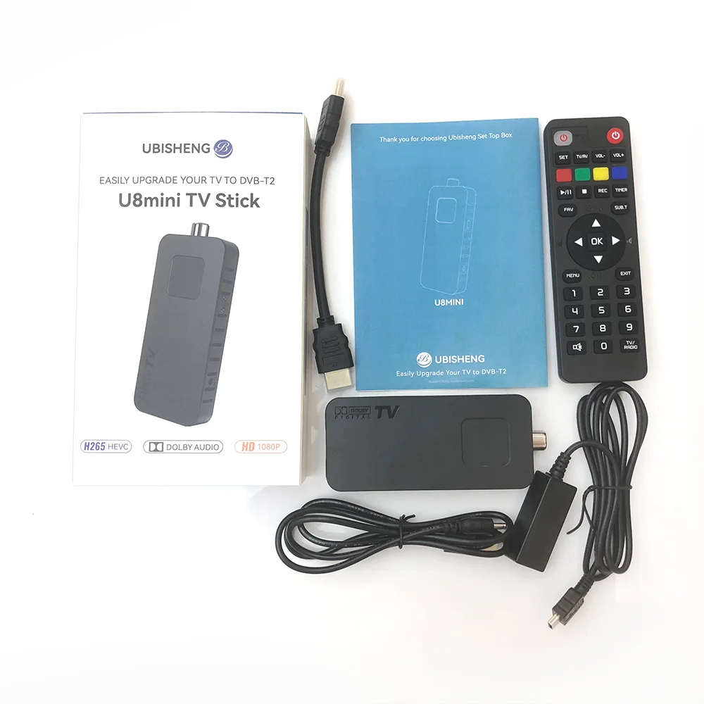 UBISHENG-decodificador de TV Digital U3mini, DVB T2, DVB C, canales de TV  gratuitos HD, sintonizador de TV EPG, 7 días para España, Francia, Italia