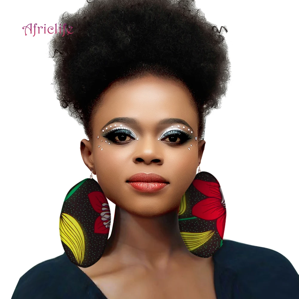 Big African Earrings Oversized for Women African Statement Earrings Handmade Multi Color Fabric Dangle Gifts WYB280