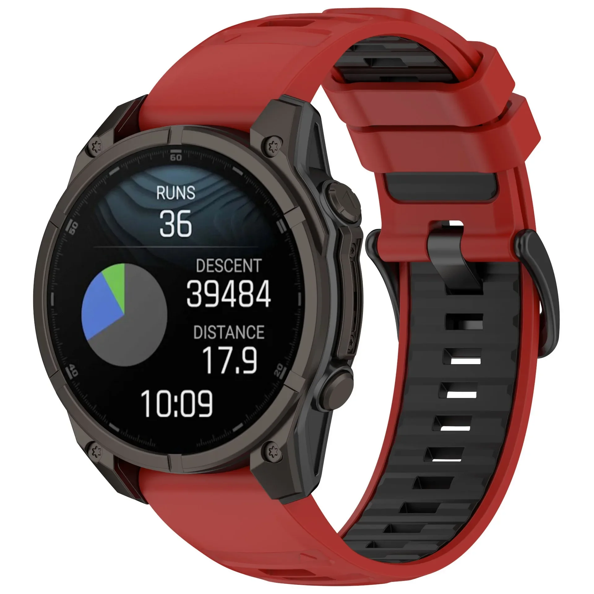Official Silicone Strap with Metal Buckle - Comfortable Quick Fit Belt for Garmin Fenix