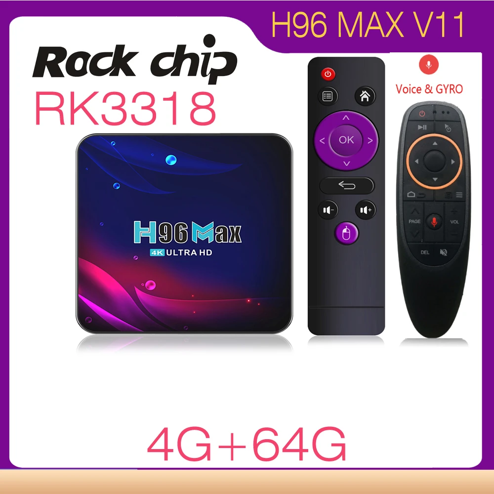 Quad Core Rockchip Rk3318 2gb 4gb 16gb 32gb 64gb 100m Lan 2.4g 5g Dual ...
