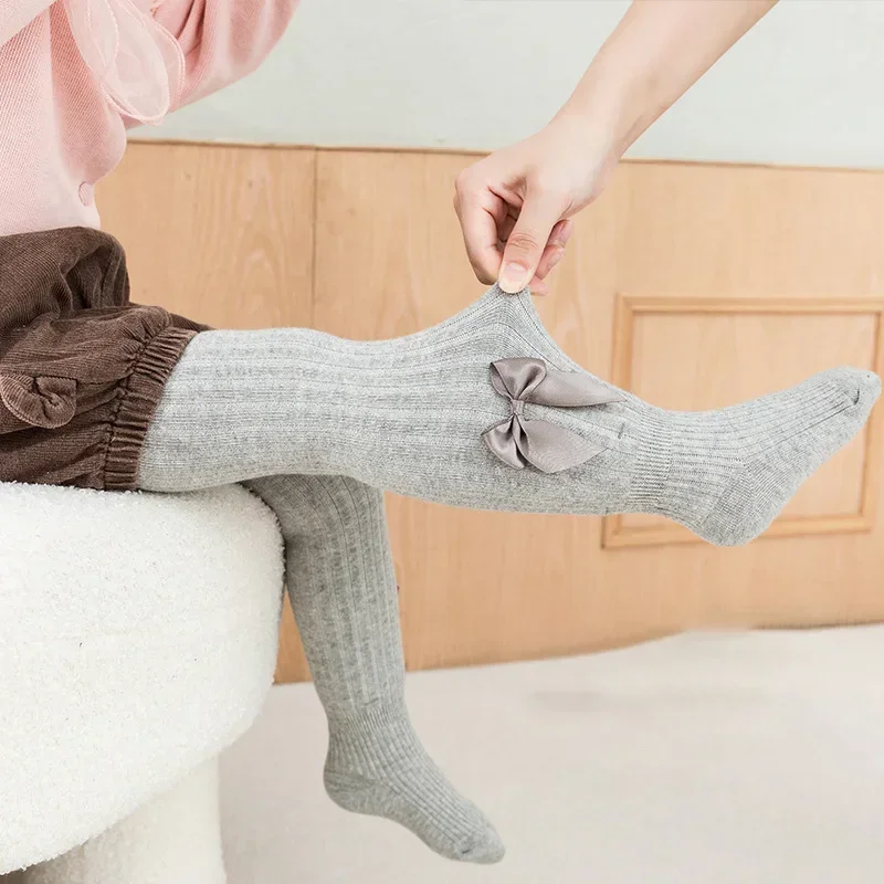 Girls' Winter Plush Bow Tights 4