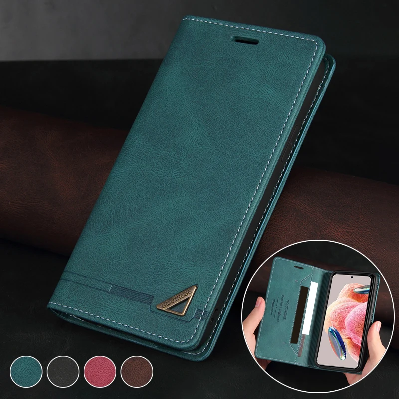 Premium Anti-Theft Leather Wallet Case - Brush Textured Cover