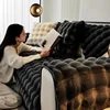 Warm Velvet Non-Slip Cushions Winter Thick Plaid Plush Sofa Cover  Living Room Flannel Couch Covers Universal Armrest Back Towel 3