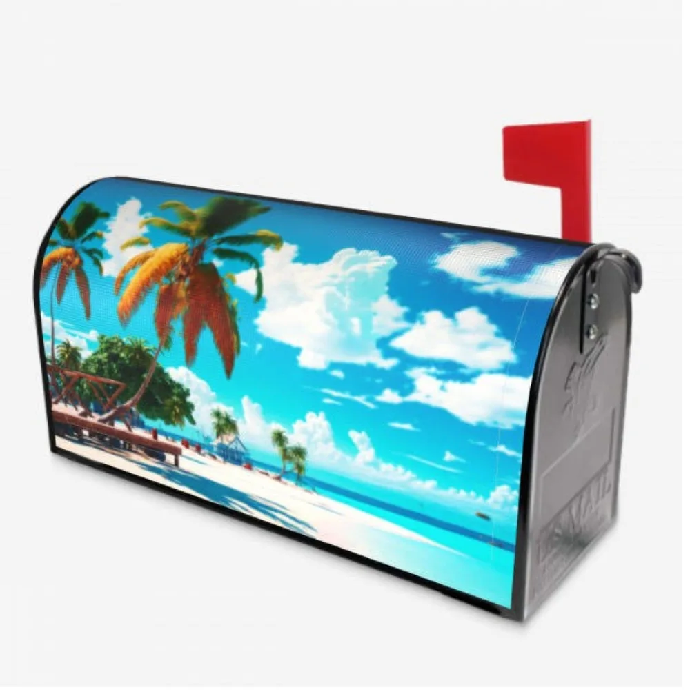 Magnetic Print Mailbox Cover Protective Post Letter Box Cover Mail Wraps Garden Decor Snowman Christmas Decorations