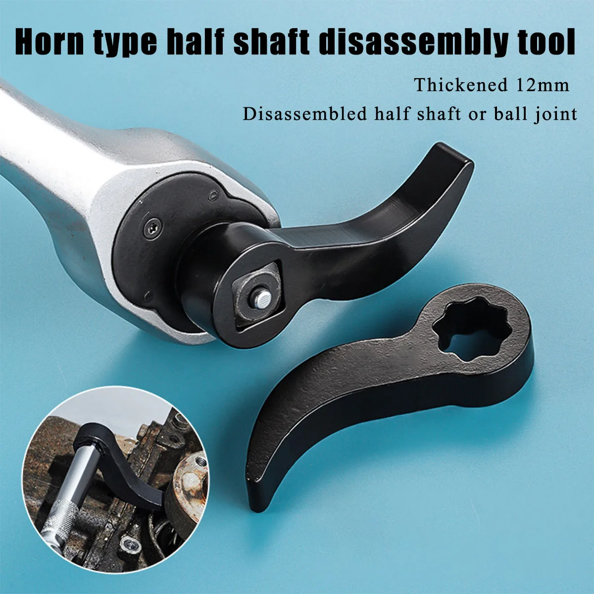 Angle Type Half Axle Disassembly Tool,Drive Pry Bar Adapter Used for Open-end Wrenches,Disassembling Axles Repair Tool