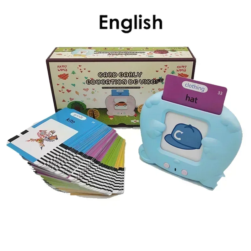 Macchina per l'apprendimento per bambini Schede flash parlanti Scuola materna Libro audio elettronico linguistico per bambini Impara l'inglese tedesco spagnolo francese