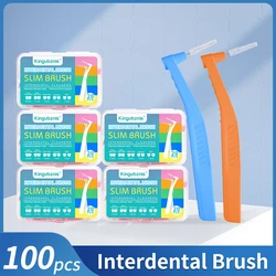 Kingubznis 100Pcs Orthodontic Interdental Brush for Teeth Cleaning Soft Bristles Orthodontic Toothbrush Clean Between Teeth