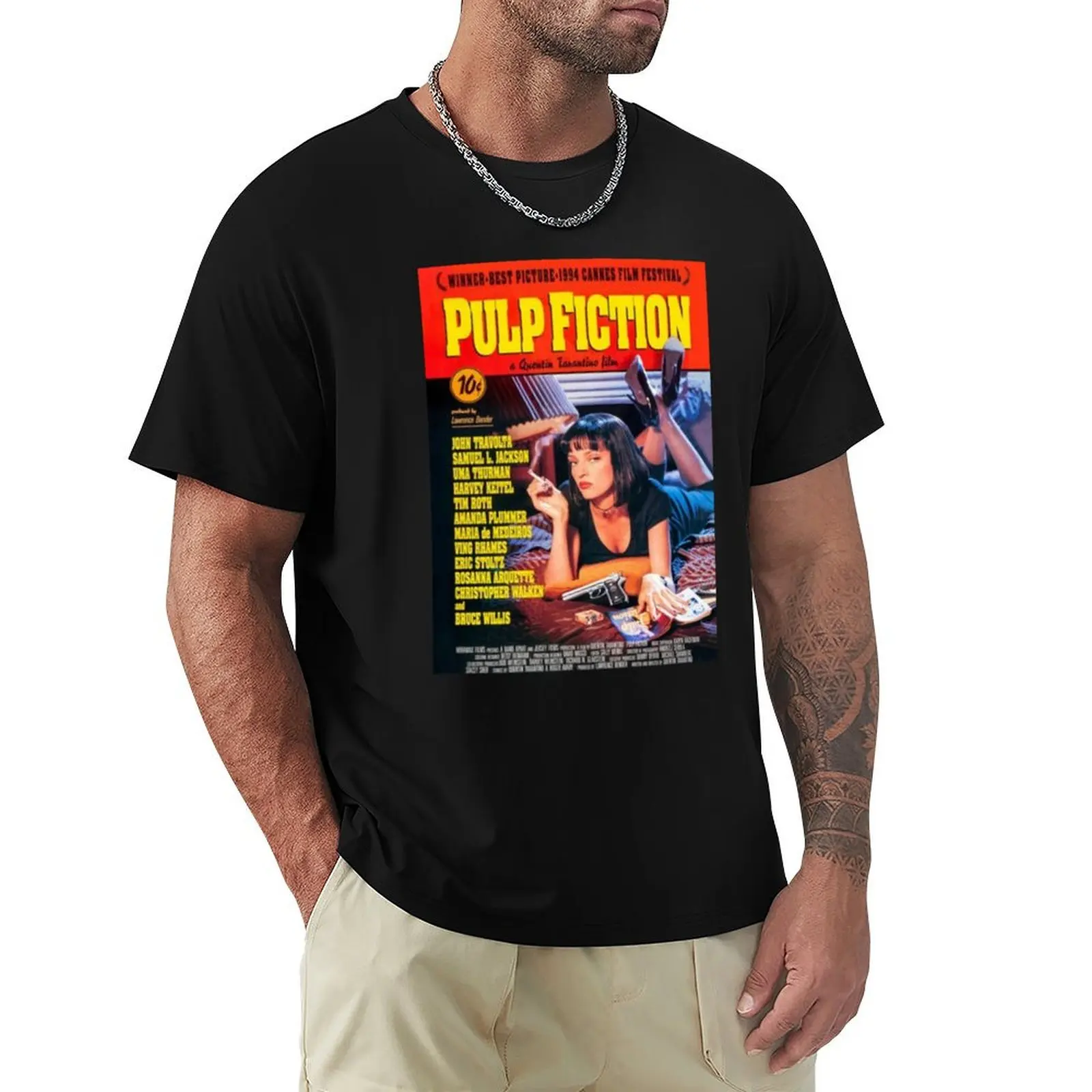 The pulp movie T-shirt summer top kawaii clothes quick drying t shirt men