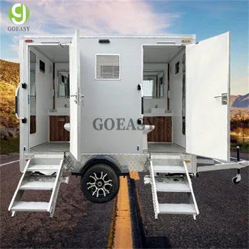 2 Station Prefab House Portable Toilet Trailer Shower Rooms Outdoor Camping Mobile Toilet Trailer Luxury Restroom Trailer 1