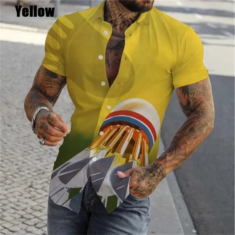 thumbnail image 1 of Camisa de playa de manga corta para hombre, estampado completo, con estampado de bádminton, para verano, informal, con personalidad, talla grande, 1 of 5