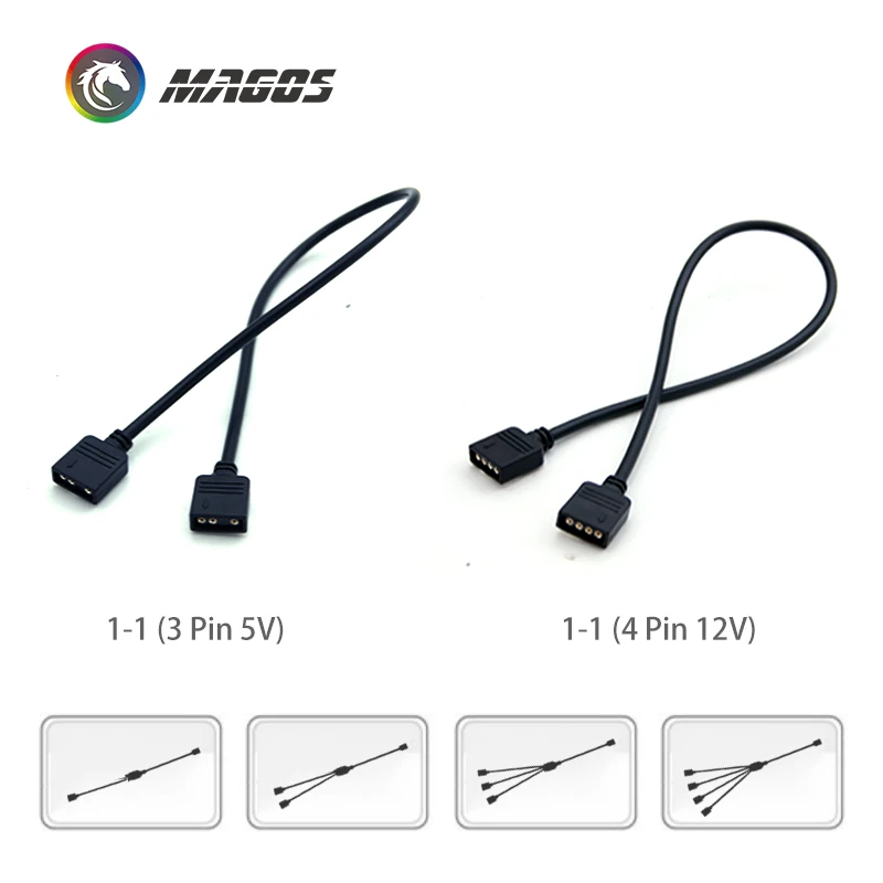 DIY White Motherboard RGB SYNC Splitter, 12V 4Pin RGB / 5V 3Pin ARGB SYNC HUB Transfer Extension Cable For M/B ASUS GIGABYTE