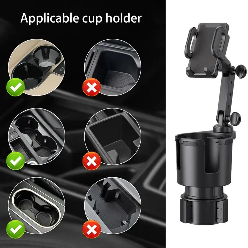 Soporte para taza de teléfono 2 en 1 soporte para teléfono para coche 360 rotación soporte para taza de teléfono para sostener botellas de agua grandes y café diferente T